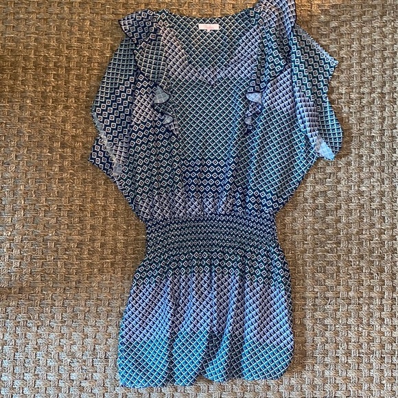 Parker Mini Dress geometric print w/ cinched waist sz Small - Picture 2 of 11